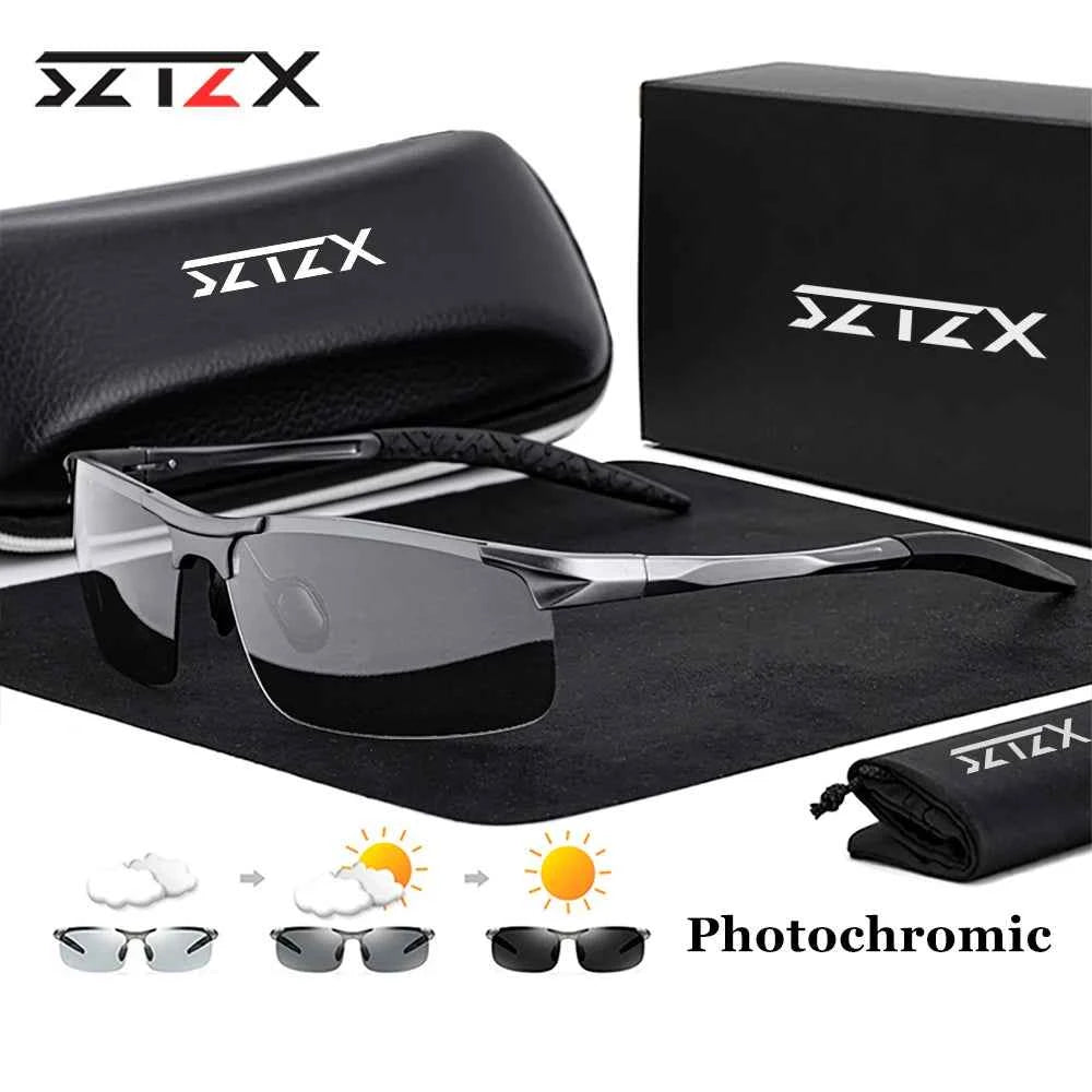 SZTZX Rimless Photochromic Sport Sunglasses – Polarized UV400 Cycling &amp; Driving Goggle