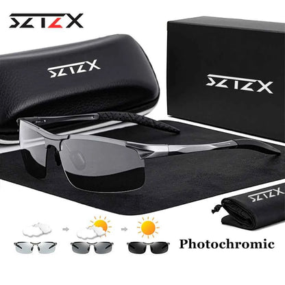 SZTZX Rimless Photochromic Sport Sunglasses – Polarized UV400 Cycling &amp; Driving Goggle