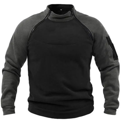 Tactical Sweatshirt Men Thick Double Zipper Fleece Hoodie Pullover Casual Outdoor Sports Long Sleeve Jacket Warm Breathable New
