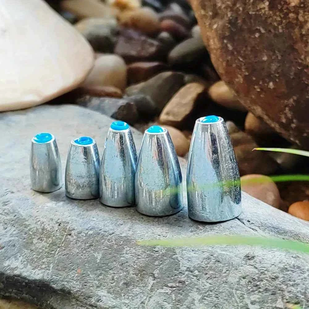 50pcs Carbon Steel Fishing Sinkers 3.5g 5g 7g 10g 14g Bullet head Fishing Weights Fishing Accessories for Bass Sea Fishing