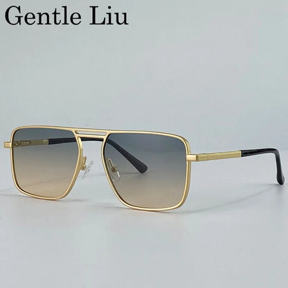 GENTLE LIU KSL-98280 Oversized Double Beam Square Sunglasses – Alloy Frame, UV400