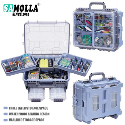 Large Capacity Waterproof Fishing Tackle Box – Hard Shell | Multi-Compartment | Portable | Fishing &amp; Camping