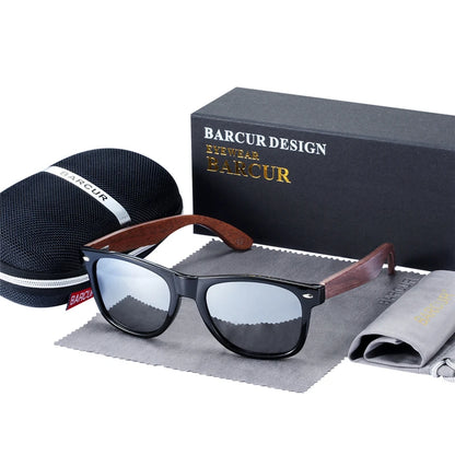 BARCUR Black Walnut Wood Polarized Sunglasses – UV400 Protection