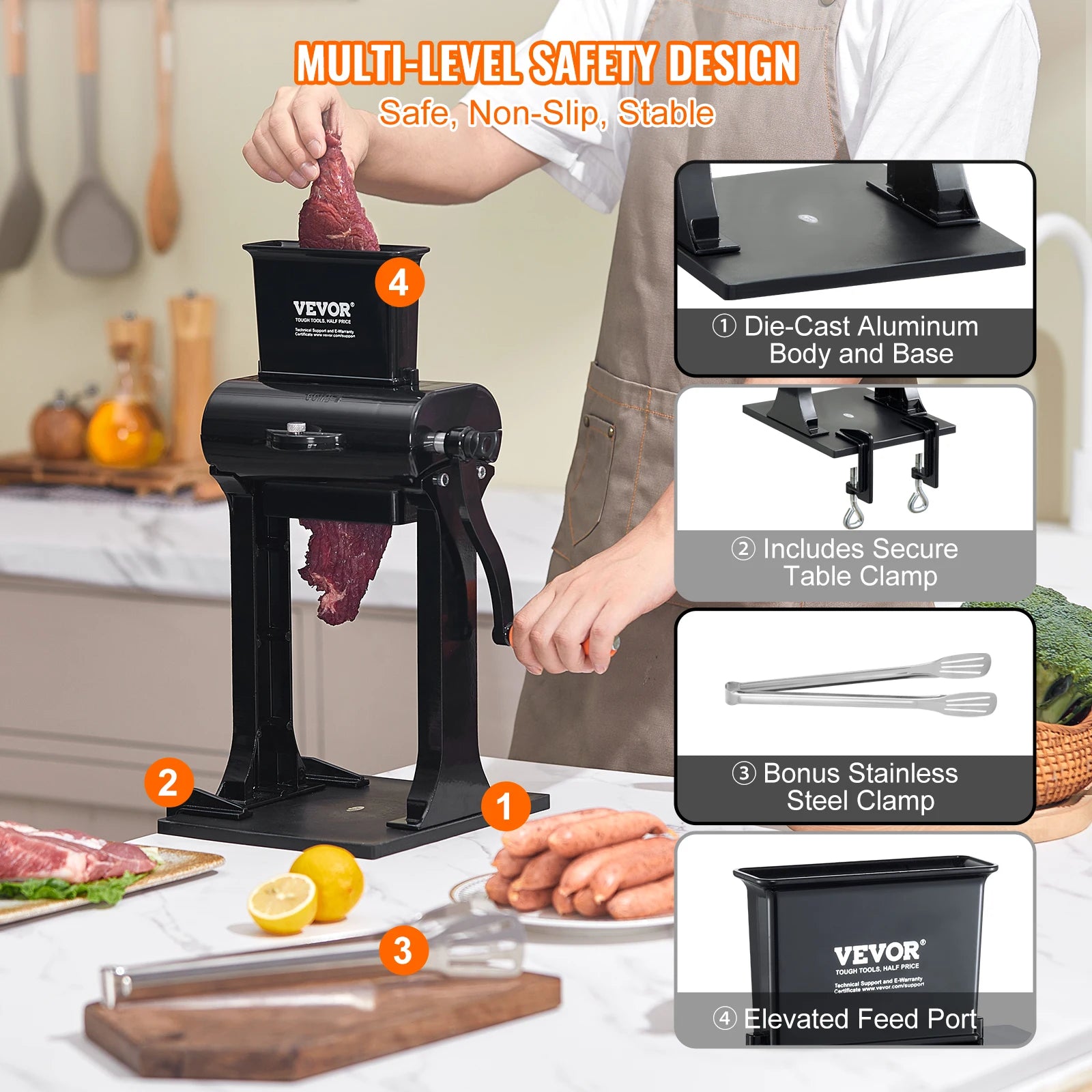 Heavy-Duty Manual Meat Tenderizer Machine – 31 Blades, 420 Stainless Steel, Detachable
