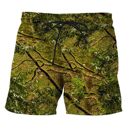 3D Camo Leaf Print Athletic Shorts – Quick-Dry Breathable Loose Fit | Unisex | S–6XL | Outdoor &amp; Fitness