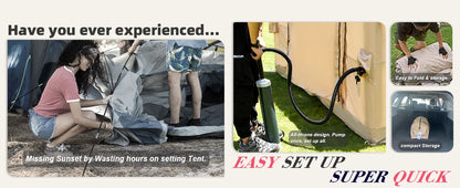 SENLEETO 6-8 Person Inflatable Camping Tent | Stove Jack, AC Vent &amp; Pump Included