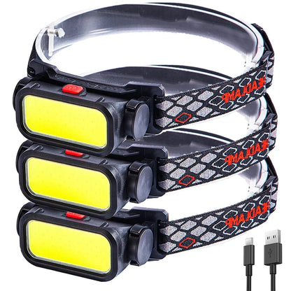 Powerful COB LED Headlamp USB Rechargeable 4 Modes Lighting Head Flashlight With 18650 Built in Battery Camping Fishing Lantern