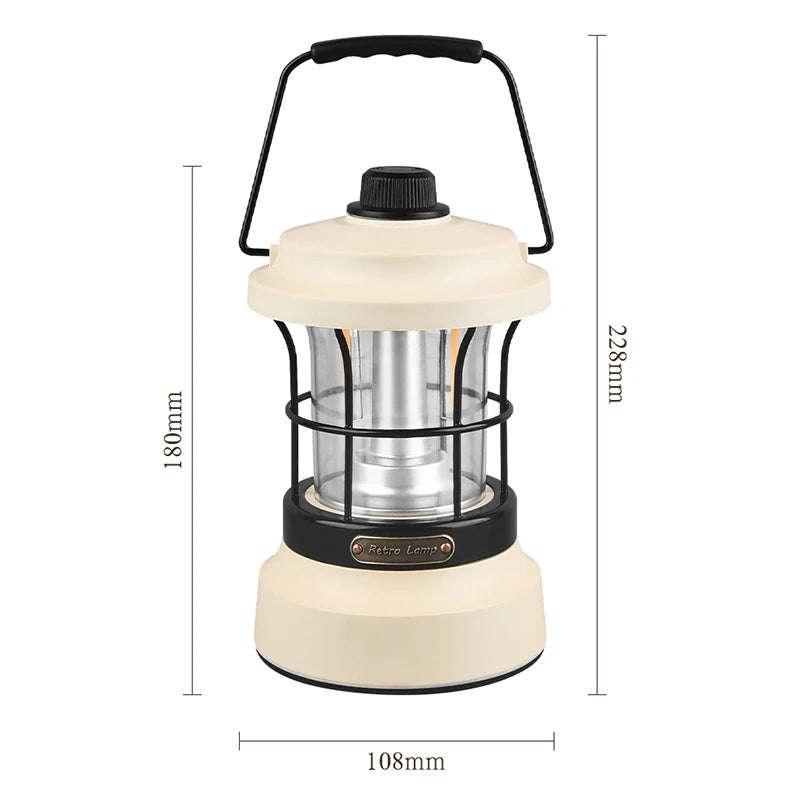 Retro Camping Lantern – USB Rechargeable Portable Tent Light for Camping &amp; Outdoor Use