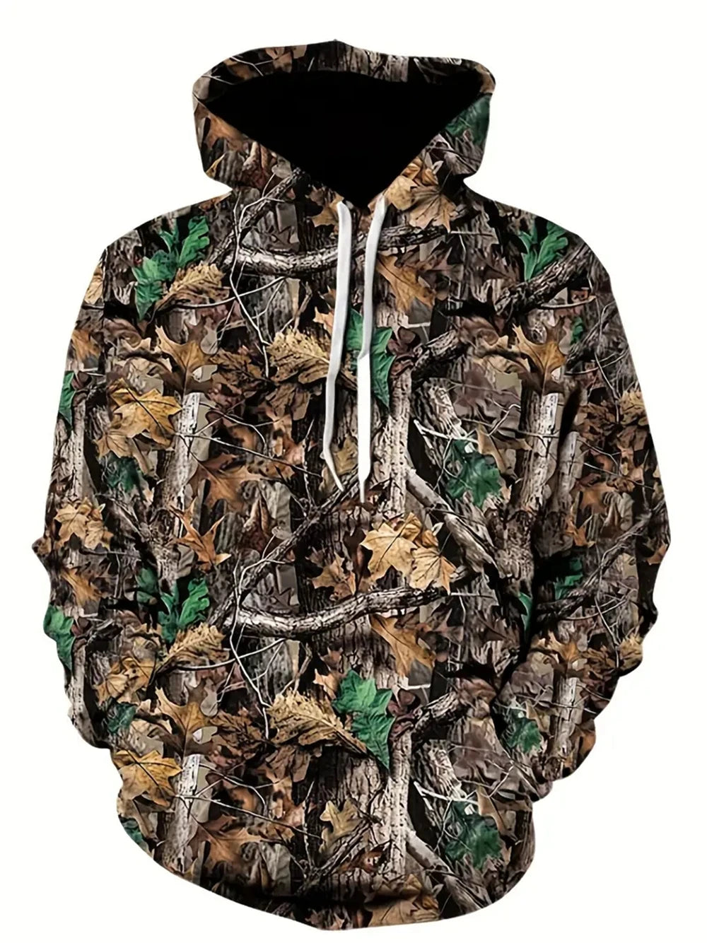 Unisex 3D Leaves Camo Hoodie – Oversized Harajuku Pullover