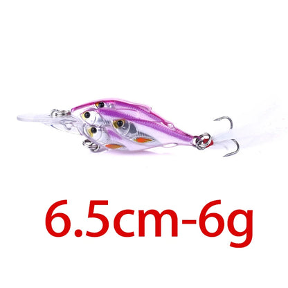 75mm 9g Floating Crankbait Fishing Lure – Swimbait Wobbler with Rattle &amp; 3D Eyes