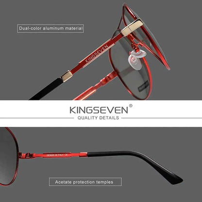 KINGSEVEN 7899 Pilot Sunglasses – Alloy Frame, Polarized, Anti-Reflective, UV400, Unisex