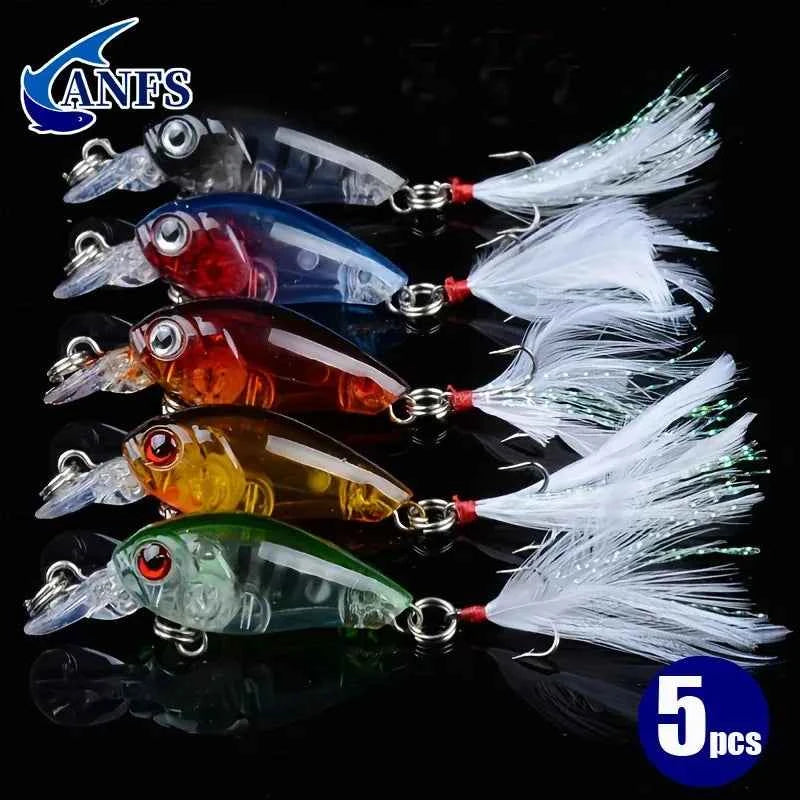 5pc Minnow Crankbait Fishing Lure Set – 4g / 4.5cm Wobbler Hard Bait Kit (Mixed Colors)