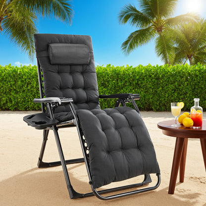 Zero Gravity Recliner Chair – Folding Outdoor Lounge Chair with Cushion, Cup Holder &amp; Headrest