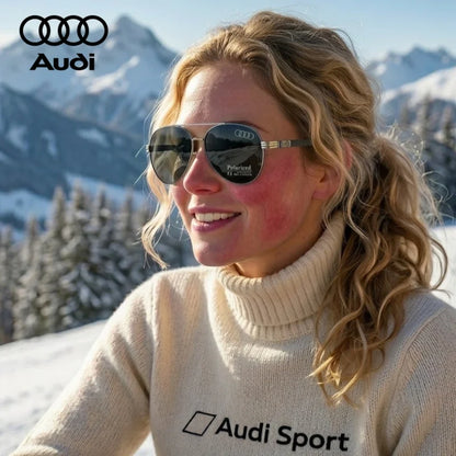 Audi Polarized Sunglasses – Unisex UV400 Square Aviator Alloy Frame Business &amp; Driving Shades