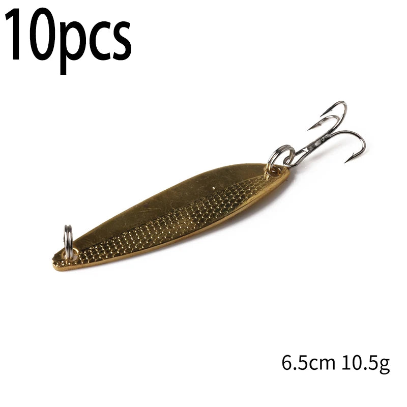 Metal Spoon Fishing Lure with Treble Hook – Gold &amp; Silver Jig Bait for Bass, Pike &amp; Perch