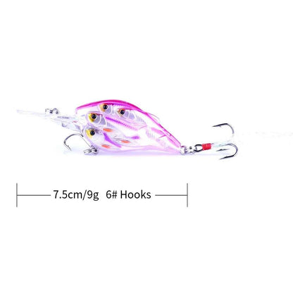 75mm 9g Floating Crankbait Fishing Lure – Swimbait Wobbler with Rattle &amp; 3D Eyes