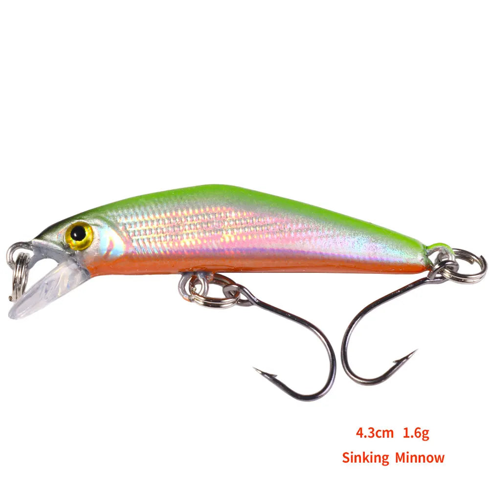 43mm 1.6g Micro Sinking Minnow Fishing Lure – Hard Bait for Bass, Trout, Salmon &amp; Panfish