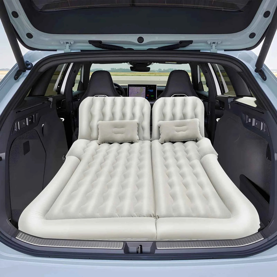 Portable Inflatable Car &amp; Camping Air Mattress – 174×126cm, 250kg Capacity, 6-Chamber w/ Pump, 2 Pillows &amp; Bag