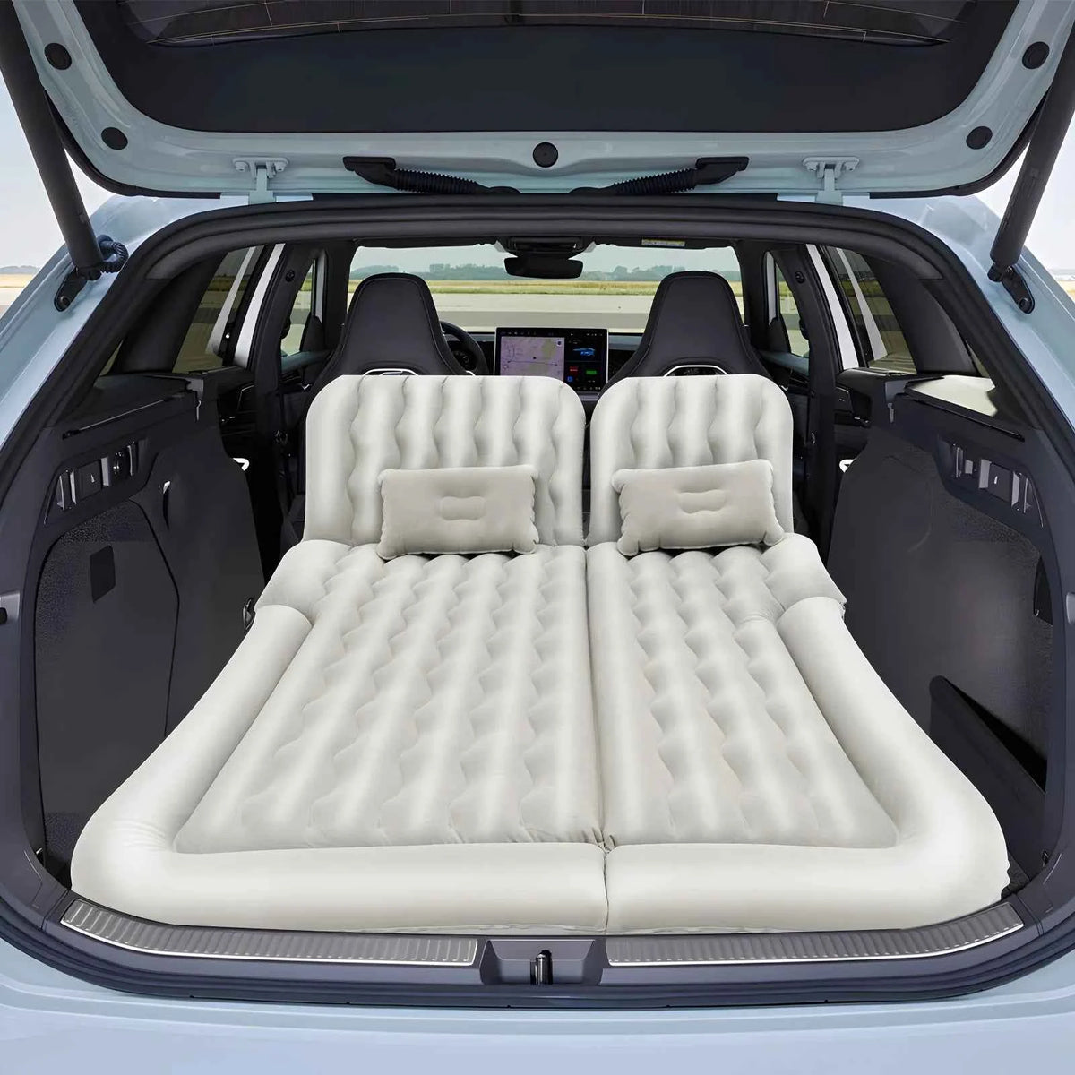 Portable Inflatable Car &amp; Camping Air Mattress – 174×126cm, 250kg Capacity, 6-Chamber w/ Pump, 2 Pillows &amp; Bag