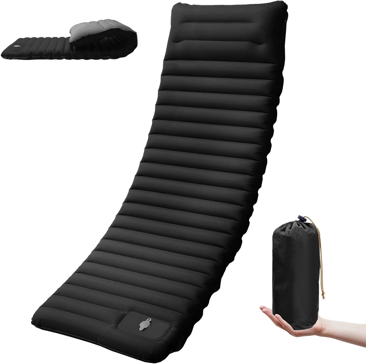 4-Inch Self-Inflating Camping Sleeping Pad – Extra Thick TPU Nylon Mat, Spliceable, for Hiking &amp; Outdoor Use