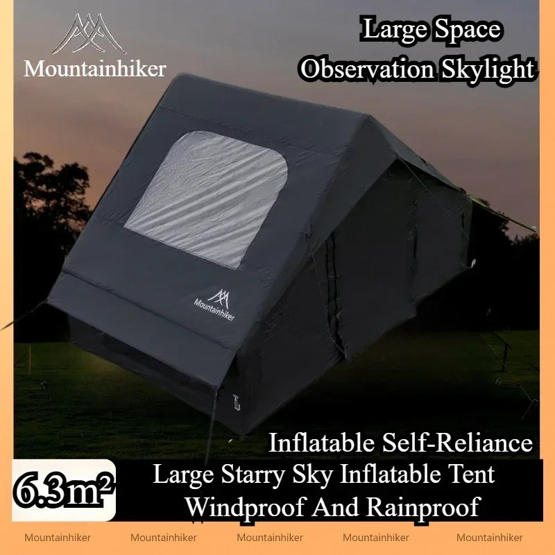 MOUNTAINHIKER Inflatable Camping Tent – 3-4 Person Starry Sky Design | 4-Season Windproof Family Tent