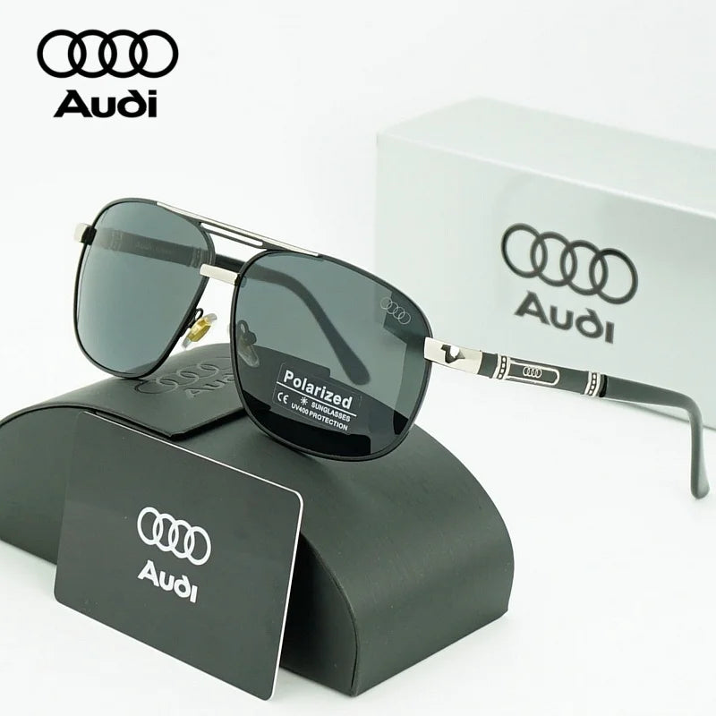 Audi Polarized Sunglasses – Unisex UV400 Anti-Glare Square Alloy Frame Sport &amp; Driving Shades