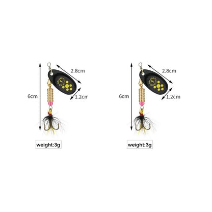 1/2pcs Metal Hard Bait Rotating Spinner Fishing Lure Spoon Sequins Wobblers Bass Pesca With Feather Hooks 3.5g/4.5g/7g/9g/12g