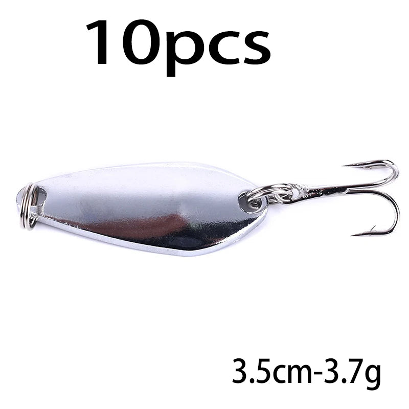 Metal Spoon Fishing Lure with Treble Hook – Gold &amp; Silver Jig Bait for Bass, Pike &amp; Perch