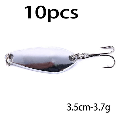 Metal Spoon Fishing Lure with Treble Hook – Gold &amp; Silver Jig Bait for Bass, Pike &amp; Perch