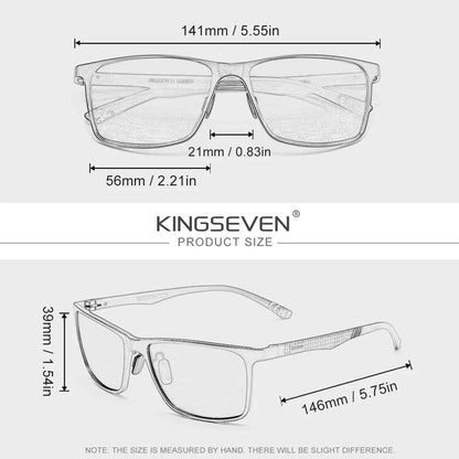 KINGSEVEN Polarized Rectangle Sunglasses – Aluminium Magnesium Frame, UV400 Mirror Lens