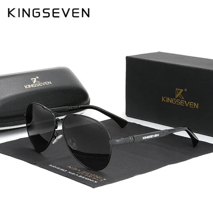 KINGSEVEN N7730 Polarized Pilot Sunglasses – Titanium Frame, Photochromic, UV400, Unisex