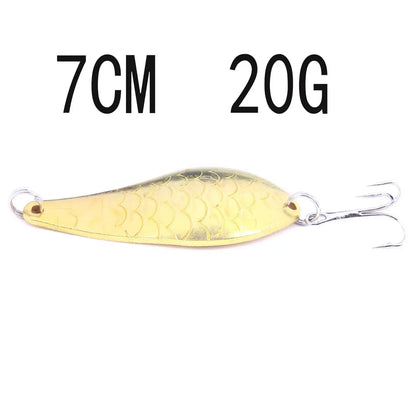 Metal Spoon Fishing Lure with Treble Hook – Gold &amp; Silver Jig Bait for Bass, Pike &amp; Perch