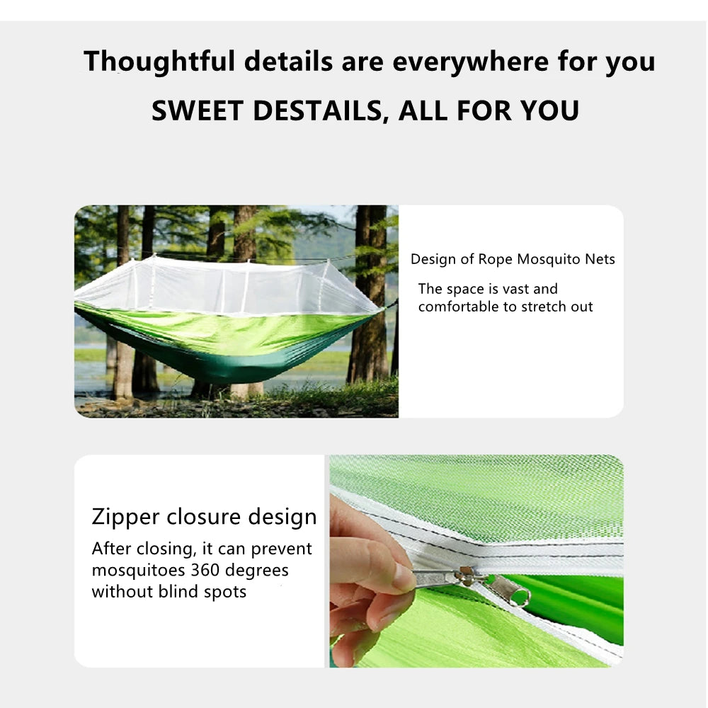 Portable Outdoor Camping Leisure Double Mosquito Net Hammocks  Garden Travel Tourist Nature Hike Sleeping Hanging Hammock Swing