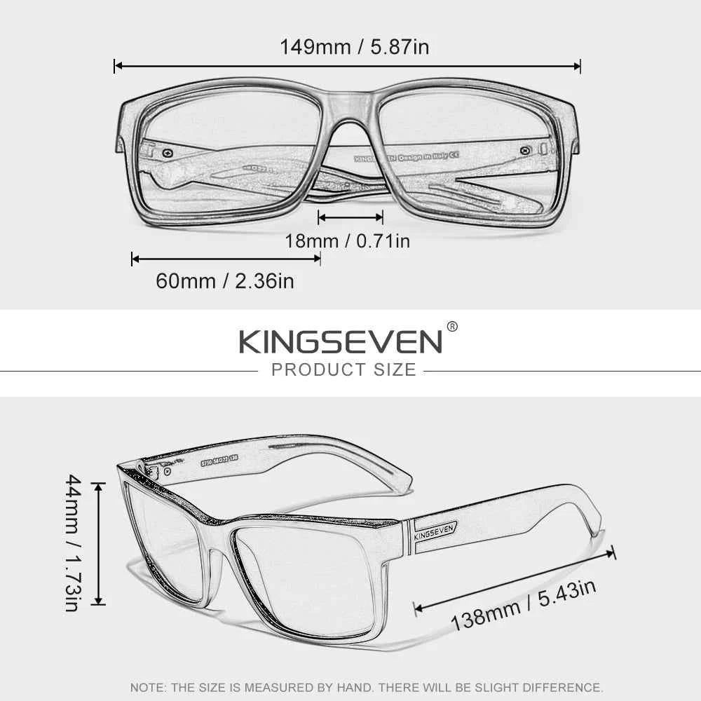 KINGSEVEN 750 Polarized Sunglasses – Square Frame, UV400, Unisex