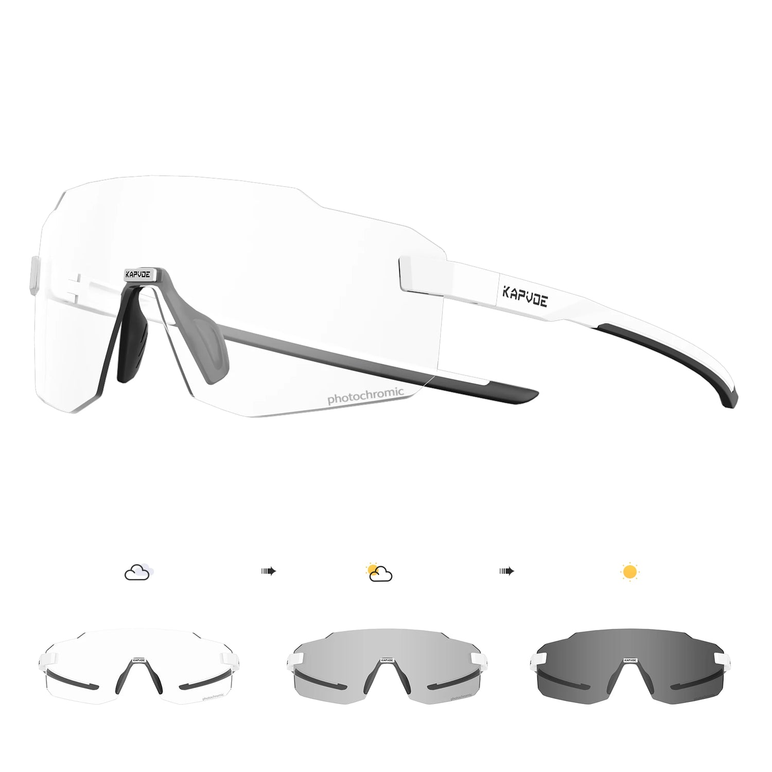 Kapvoe Photochromic Cycling Glasses – UV400 Lightweight MTB Bike Eyewear for Running, Skiing &amp; Outdoor Sport