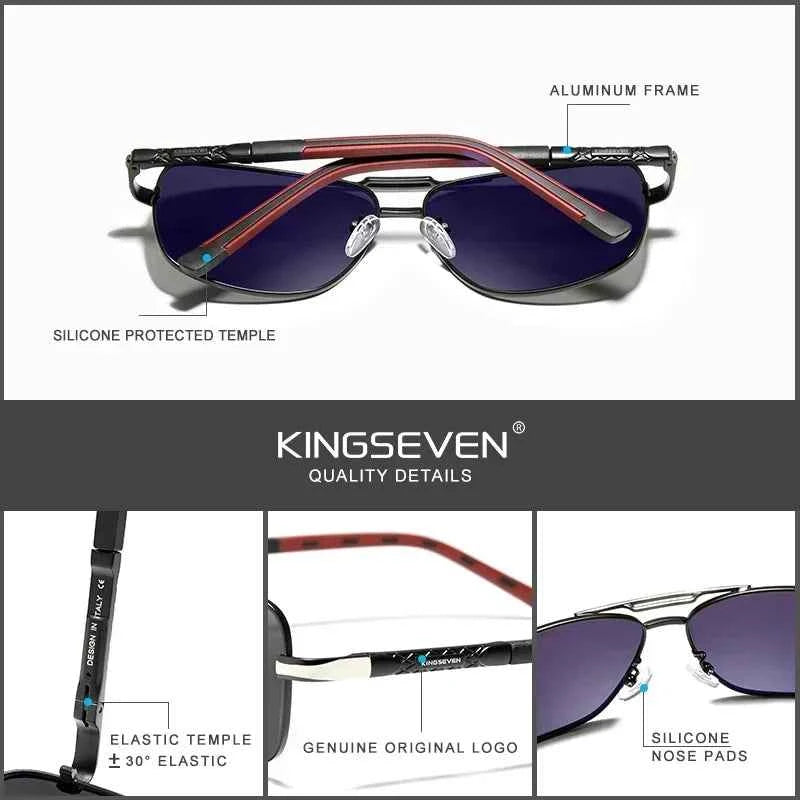 KINGSEVEN 724000 Polarized Sunglasses – Aluminium-Magnesium, Tall Rectangle, UV400, Unisex