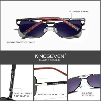 KINGSEVEN 724000 Polarized Sunglasses – Aluminium-Magnesium, Tall Rectangle, UV400, Unisex