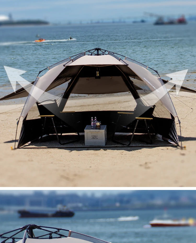 Sonuto Outdoor 3-4P One-Touch Camping Tent Quick Automatic Opening Beach Fishing Tent