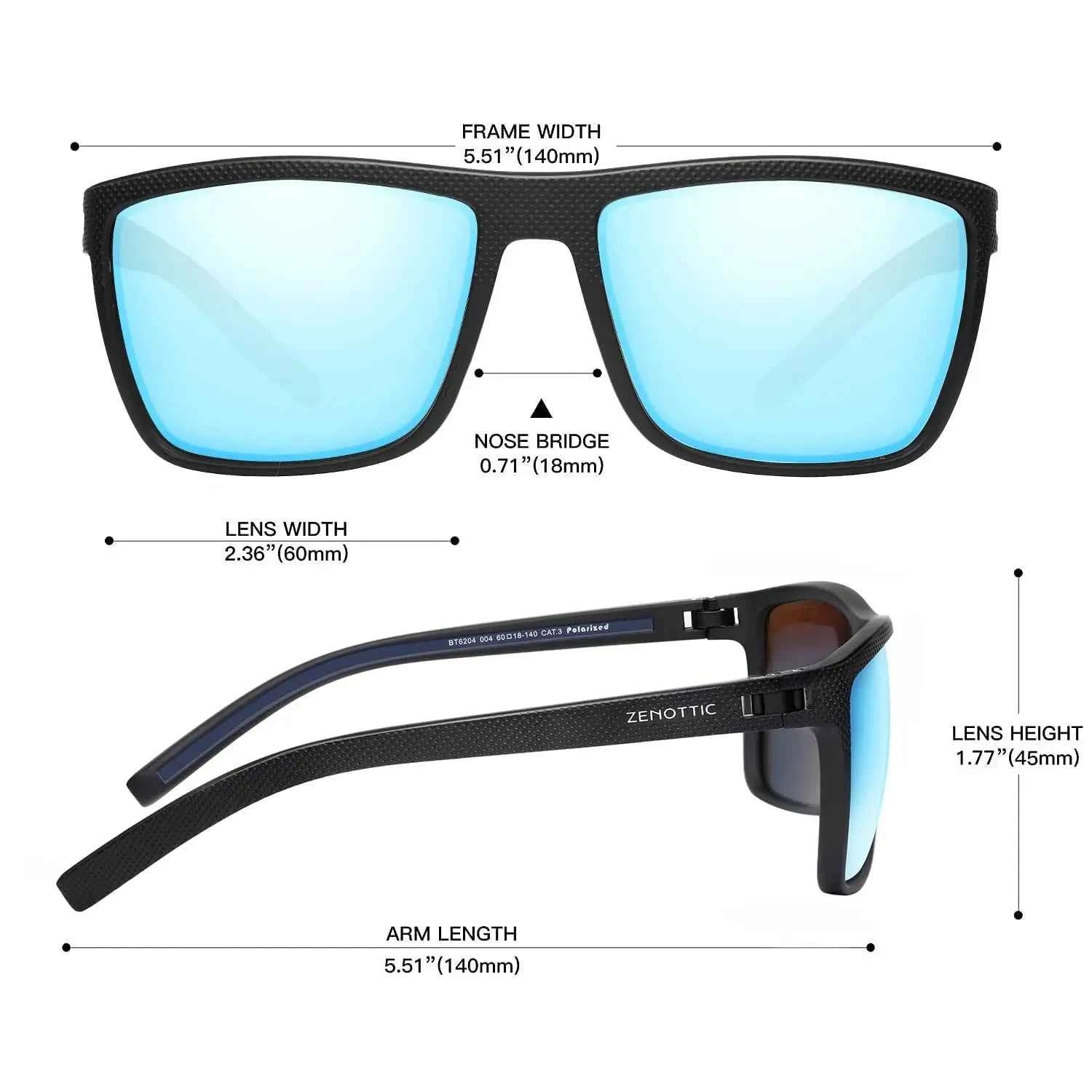 ZENOTTIC Polarized Sunglasses for Men Shades Lightweight TR90 Frame UV400 Protection Square Outdoor Trave Driving Sun Glasses