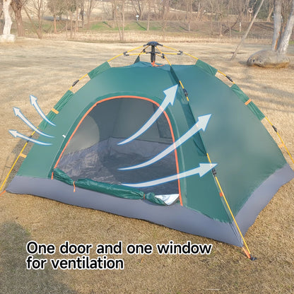 Waterproof Silver-Coated Fabric Tent with 1 Door 1 Window, High-Density B3 Mesh &amp; Automatic Fiberglass Poles