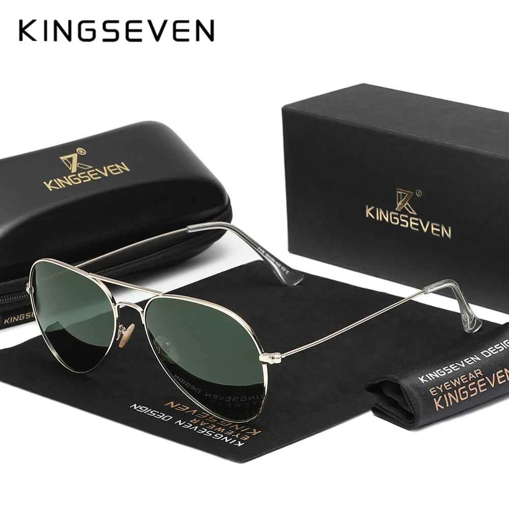 KINGSEVEN 7115 Pilot Polarized Sunglasses – Alloy Frame, Mirror, UV400, Unisex