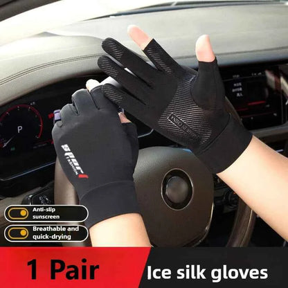 Ice Silk Fishing Gloves – Breathable, Anti-Slip Sun Protection Gloves (Two-Finger &amp; Full-Finger)