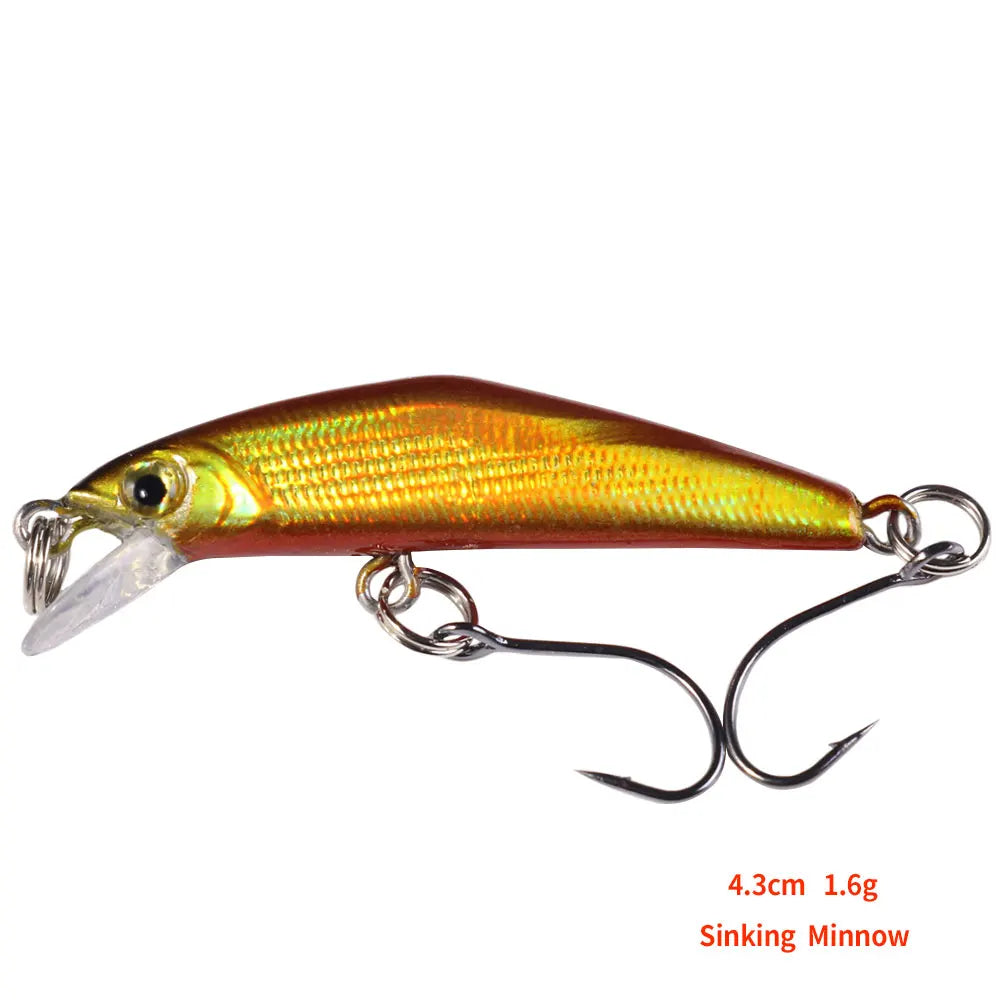 43mm 1.6g Micro Sinking Minnow Fishing Lure – Hard Bait for Bass, Trout, Salmon &amp; Panfish