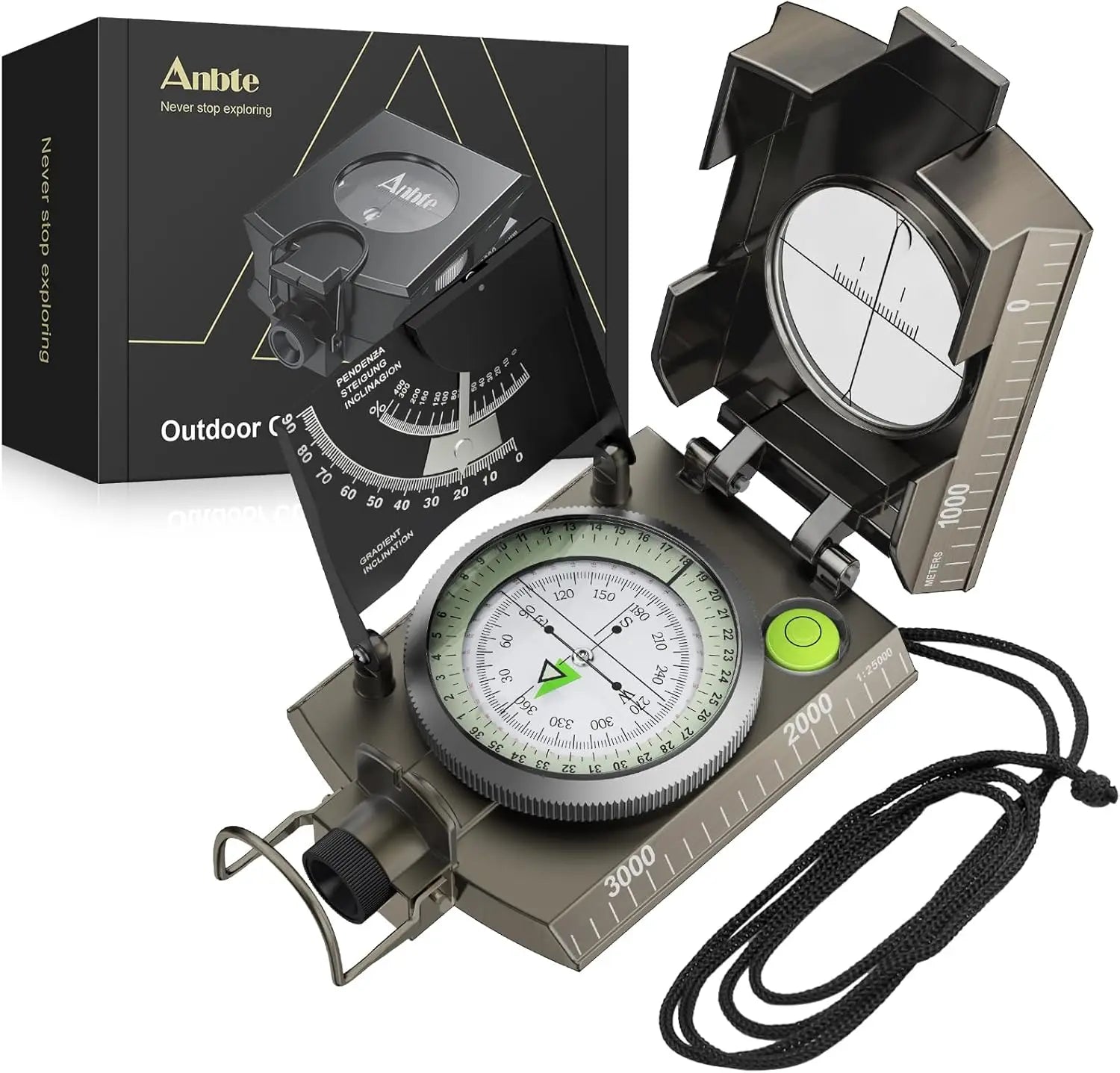 IP65 Waterproof Metal Compass with Clinometer – Precision Navigation for Camping, Hunting &amp; Hiking