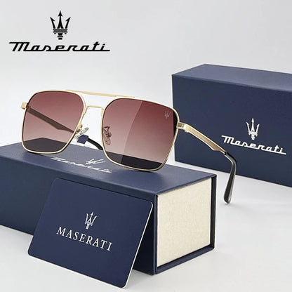 Maserati UV400 Polarized Sunglasses – Square Alloy Frame, Anti-Reflective TAC Lenses
