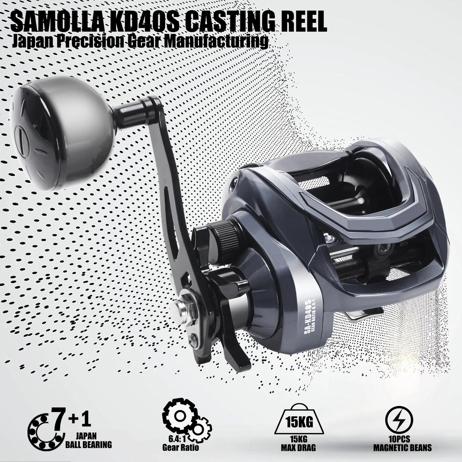 SAMOLLA Widen Body Baitcasting Reel Max Drag 15kg 6.4:1 Brass Gear Saltwater Catfishing Trolling Shake Slowly Wheel Seawater