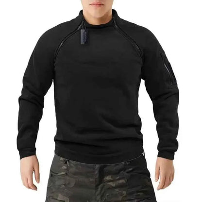 Tactical Sweatshirt Men Thick Double Zipper Fleece Hoodie Pullover Casual Outdoor Sports Long Sleeve Jacket Warm Breathable New