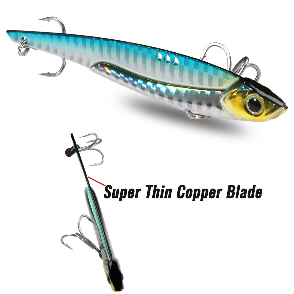 GOBAIT Metal VIB Fishing Lure Kit – 20g, 25g &amp; 30g | Holographic Laser Skin | Treble Hook | Sea, Pike &amp; Bass