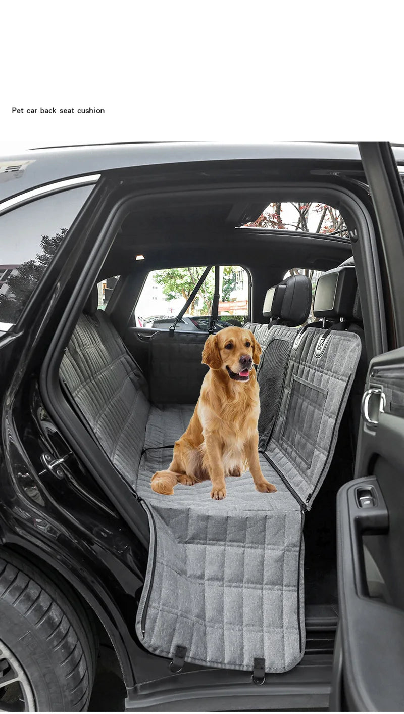 Waterproof Dog Car Seat Cover &amp; Hammock – Plaid Nylon | Breathable | Small, Medium &amp; Large Dogs | Gray &amp; Black