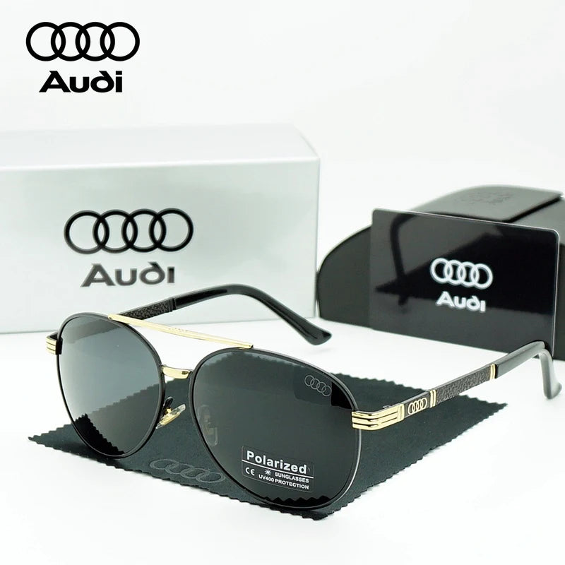 Audi Polarized Driving Sunglasses – UV400 Anti-Glare Alloy Frame | Rectangle Pilot Style